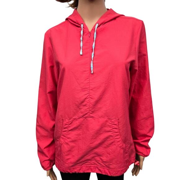 LL Bean Hooded Windbreaker Quarter 1/4 Zip Popover Women S Lightweight Jacket - Picture 2 of 13